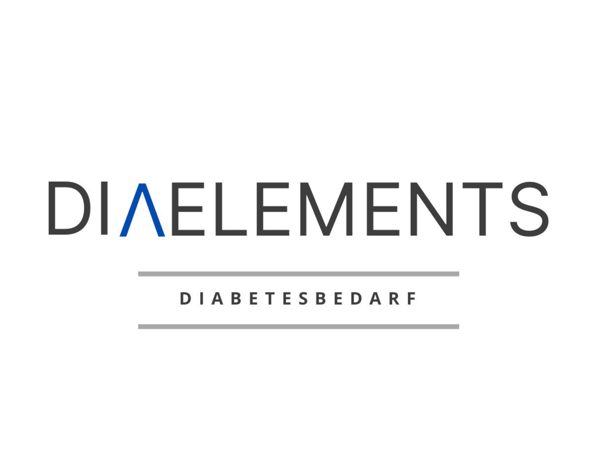DiaElements Logo DiaElements Logo – Onlineshop für Familien mit Typ-1-Diabetes. Firmenname mit blauem A