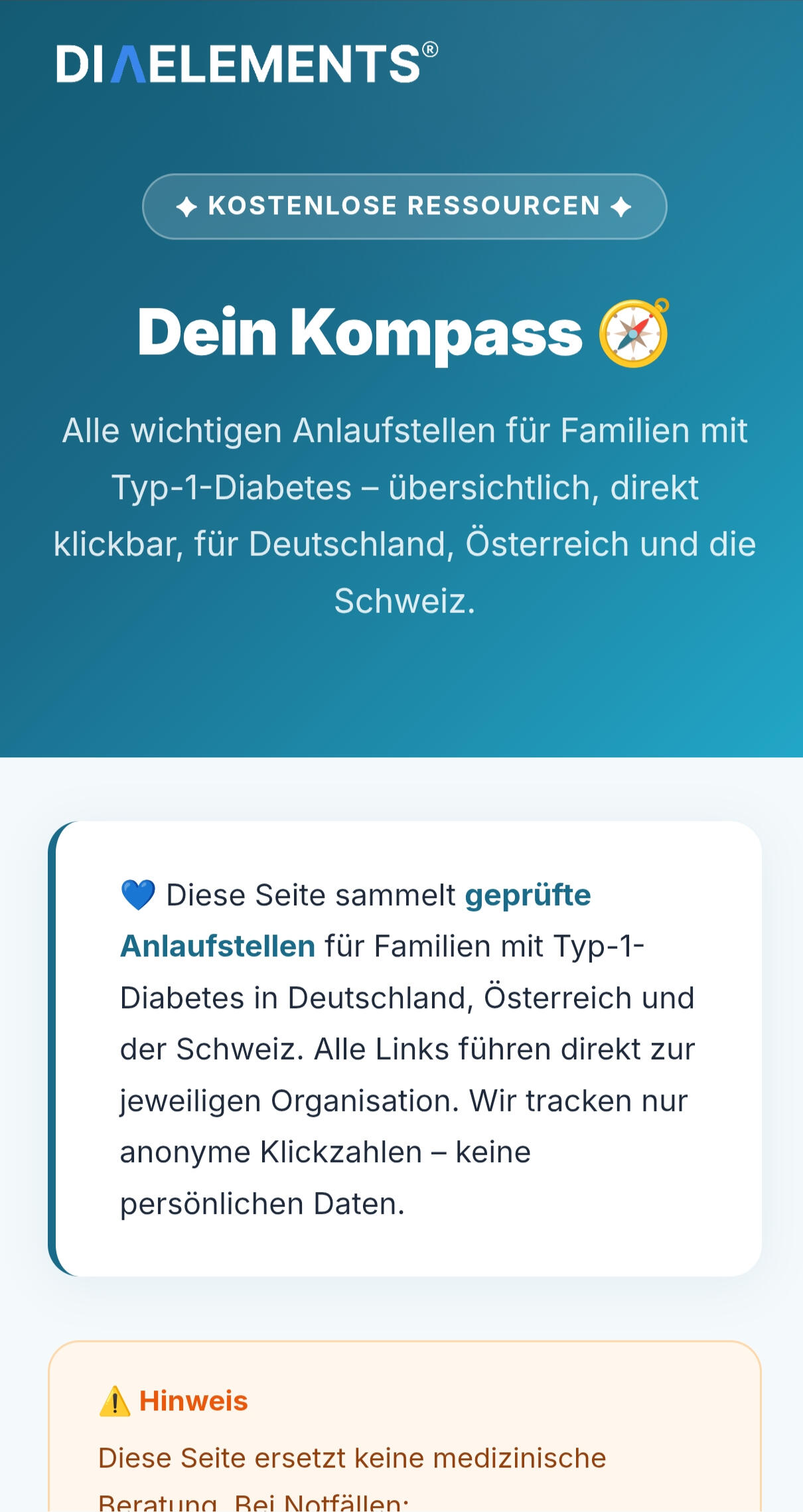 DiaElements - Kompass Der Kompass mit Anlaufstellen für Deutschland, Österreich und Schweiz